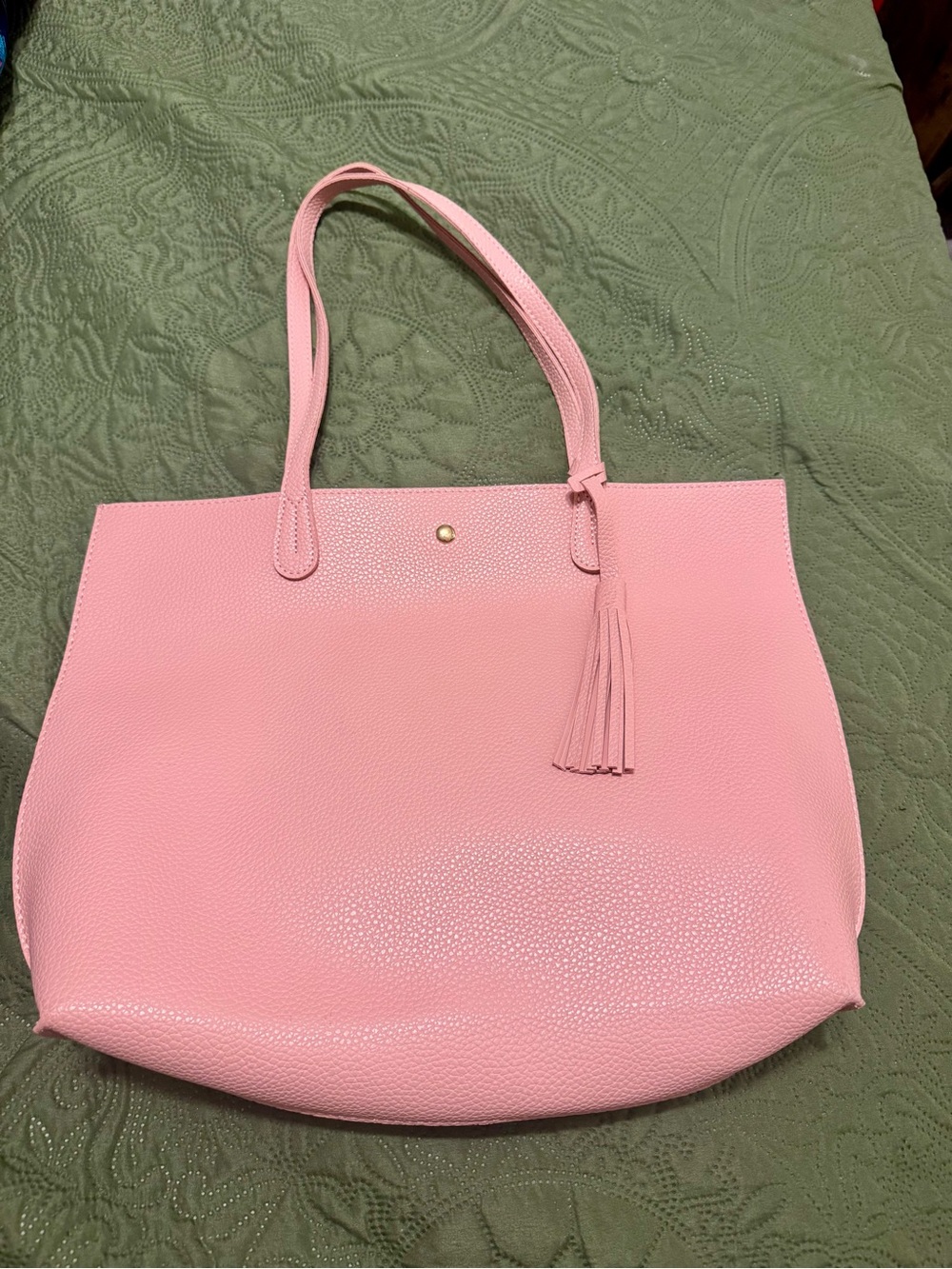 Hoxis Minimalist Clean Cut Faux Leather Tote Bag - Soft Pink (Excellent Conditio